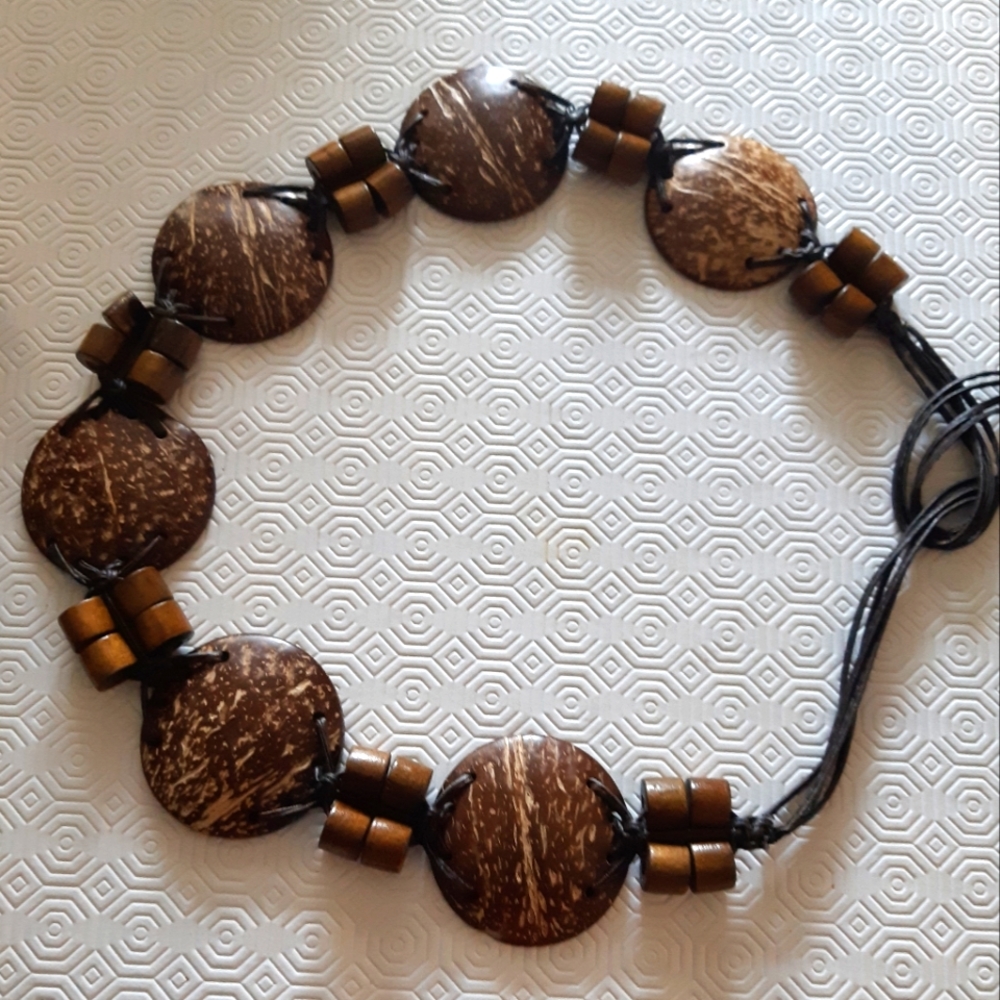Vintage coconut shell and wood beads
